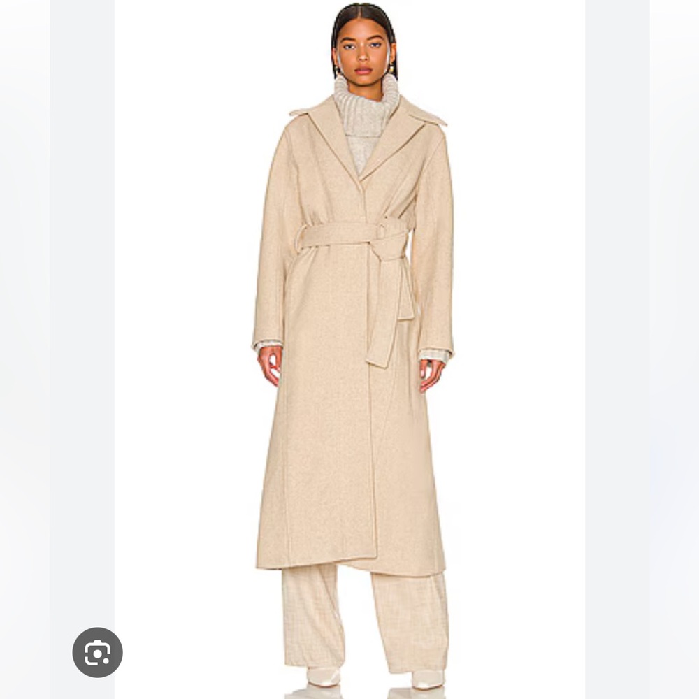 NWT CULT GAIA Romina Luxurious Australian Wool Long Coat in Ecru